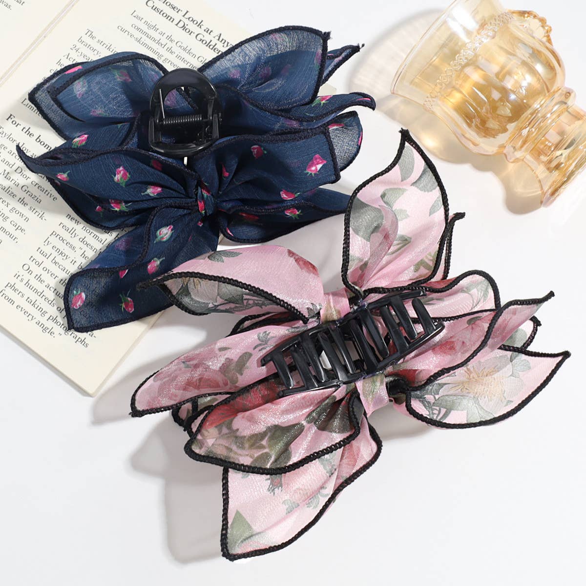 ELEGANT ARTISTIC FLOWER LOVE MESH BOW HAIRPIN