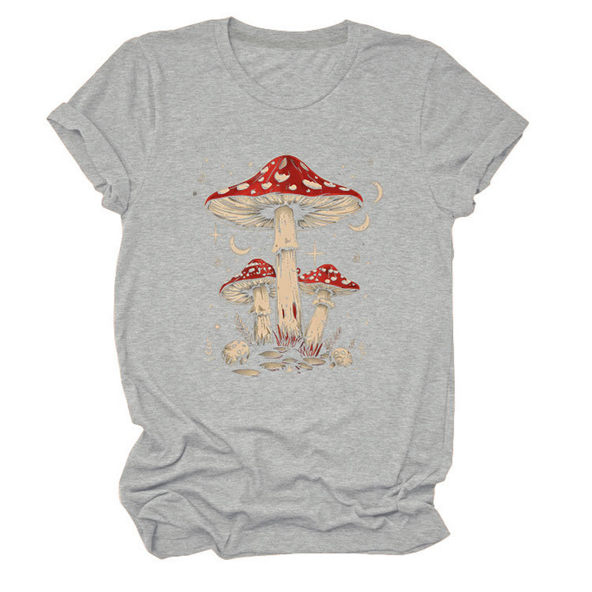 Playful Red Mushroom Print Women's Base Tee_CWTTS1510