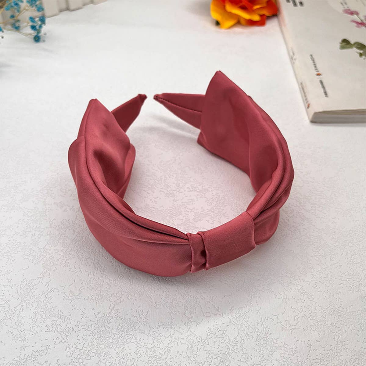 FASHIONABLE PLEATED SOLID COLOR BOW HEADBAND