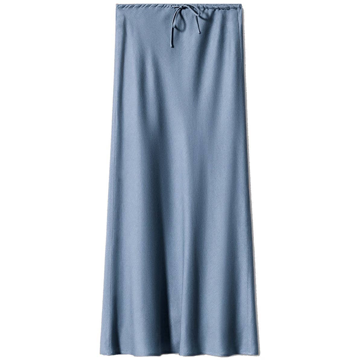 SATIN LONG SKIRT HIGH WAIST DRAWSTRING SKIRT_CWAB4792