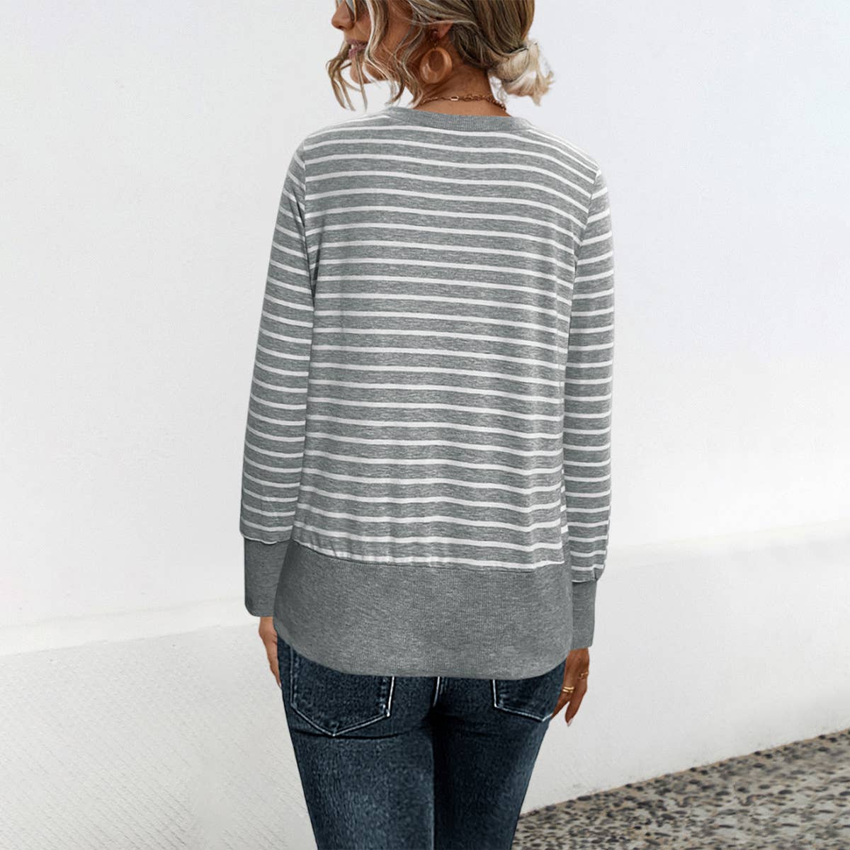 Striped single-breasted slimming cardigan