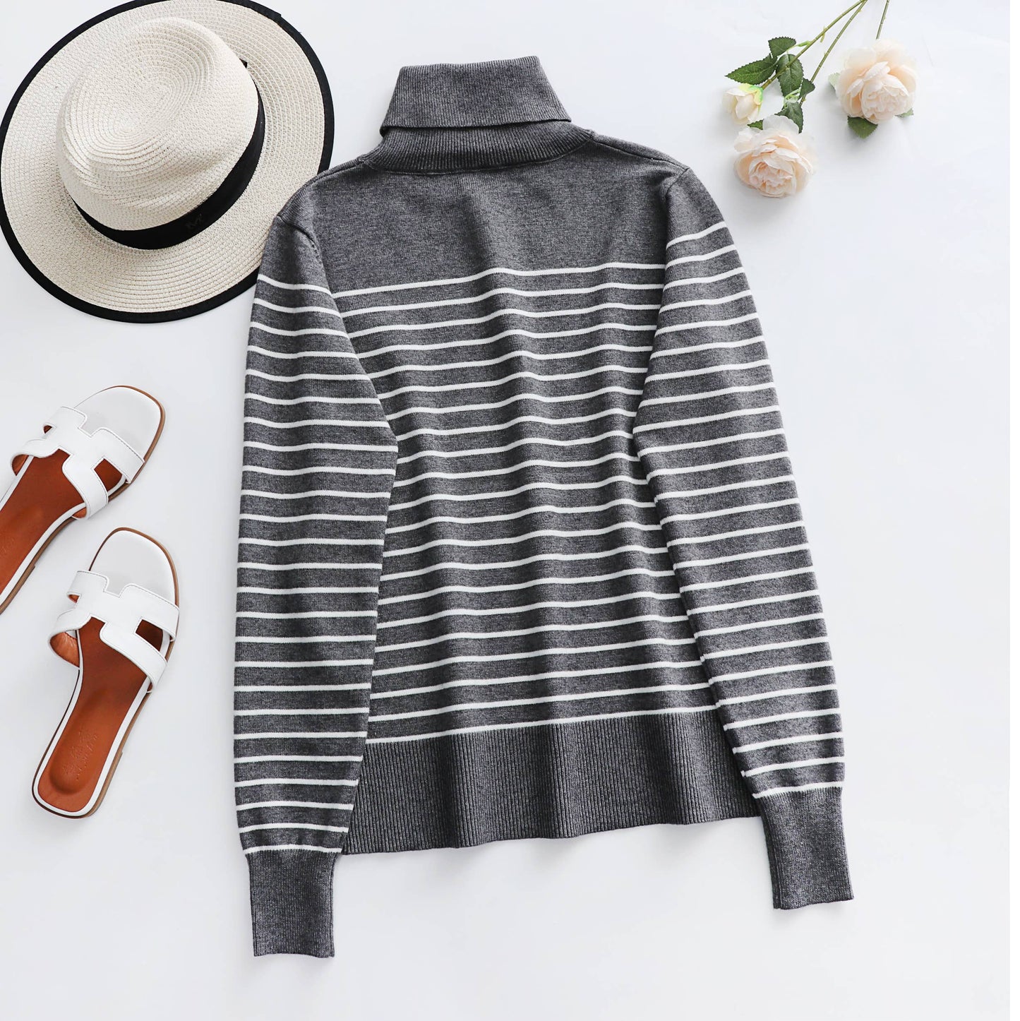 TURTLENECK STRIPED PULLOVER SWEATER
