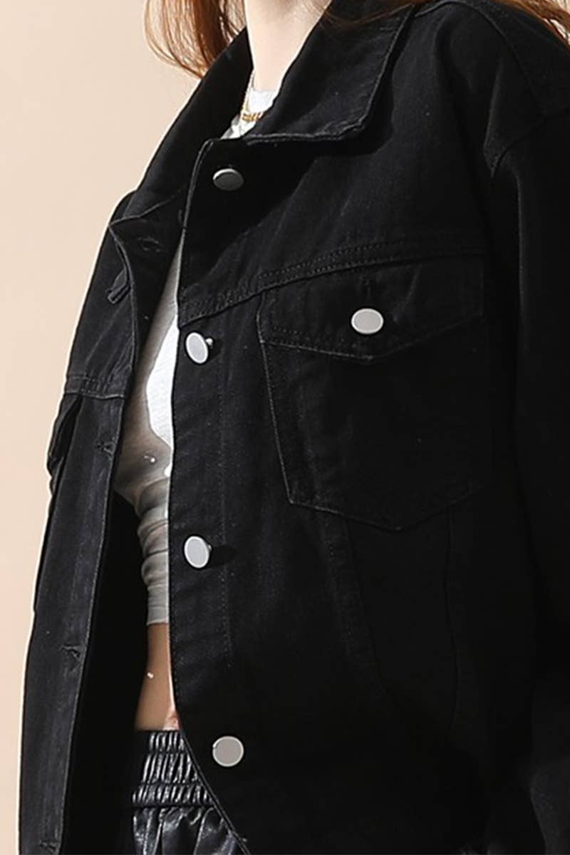 CWJJ065_CASUAL BUTTON DOWN DENIM JACKET
