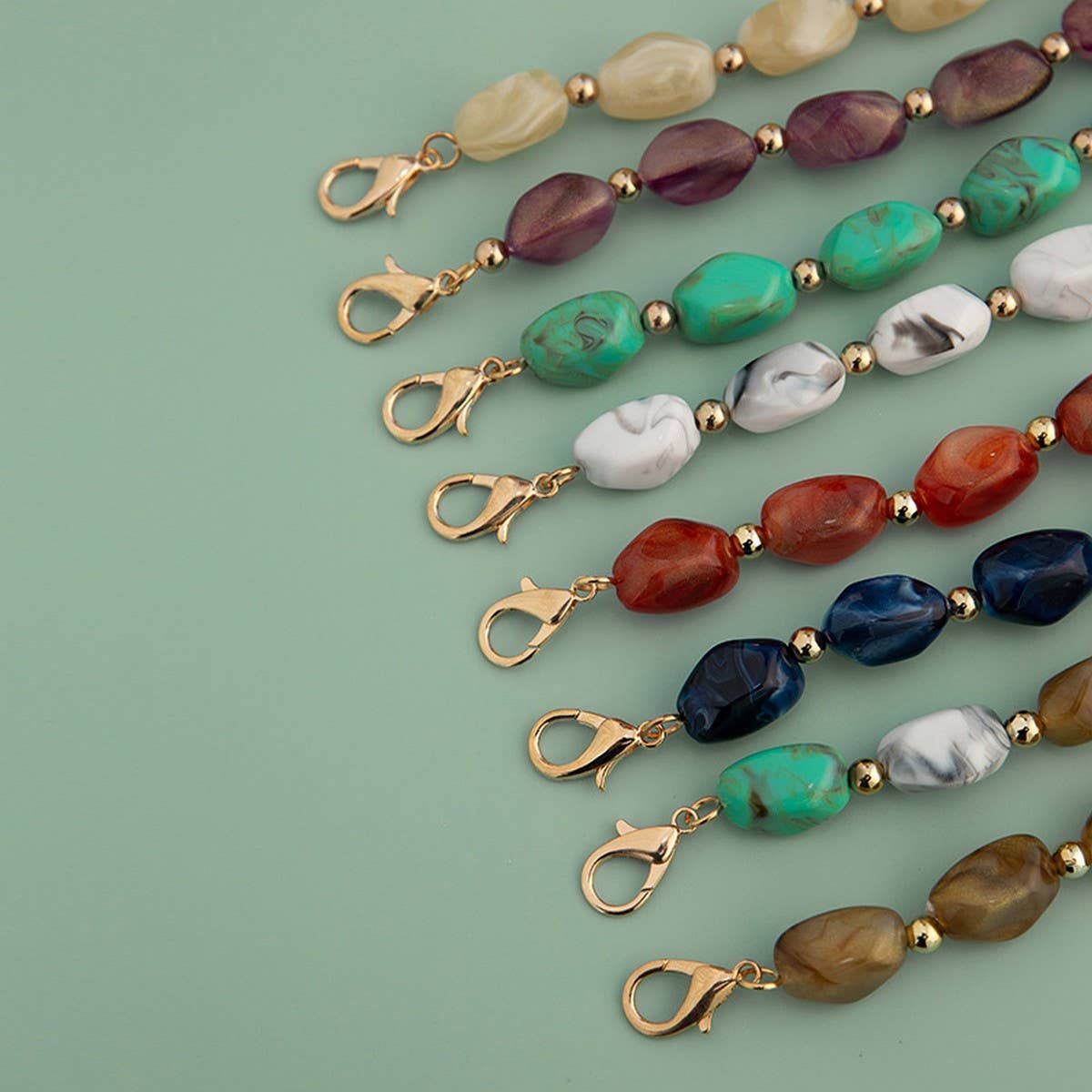 11.81in" Irregular Acrylic Stone Chain Bag Strap_CWMM5063