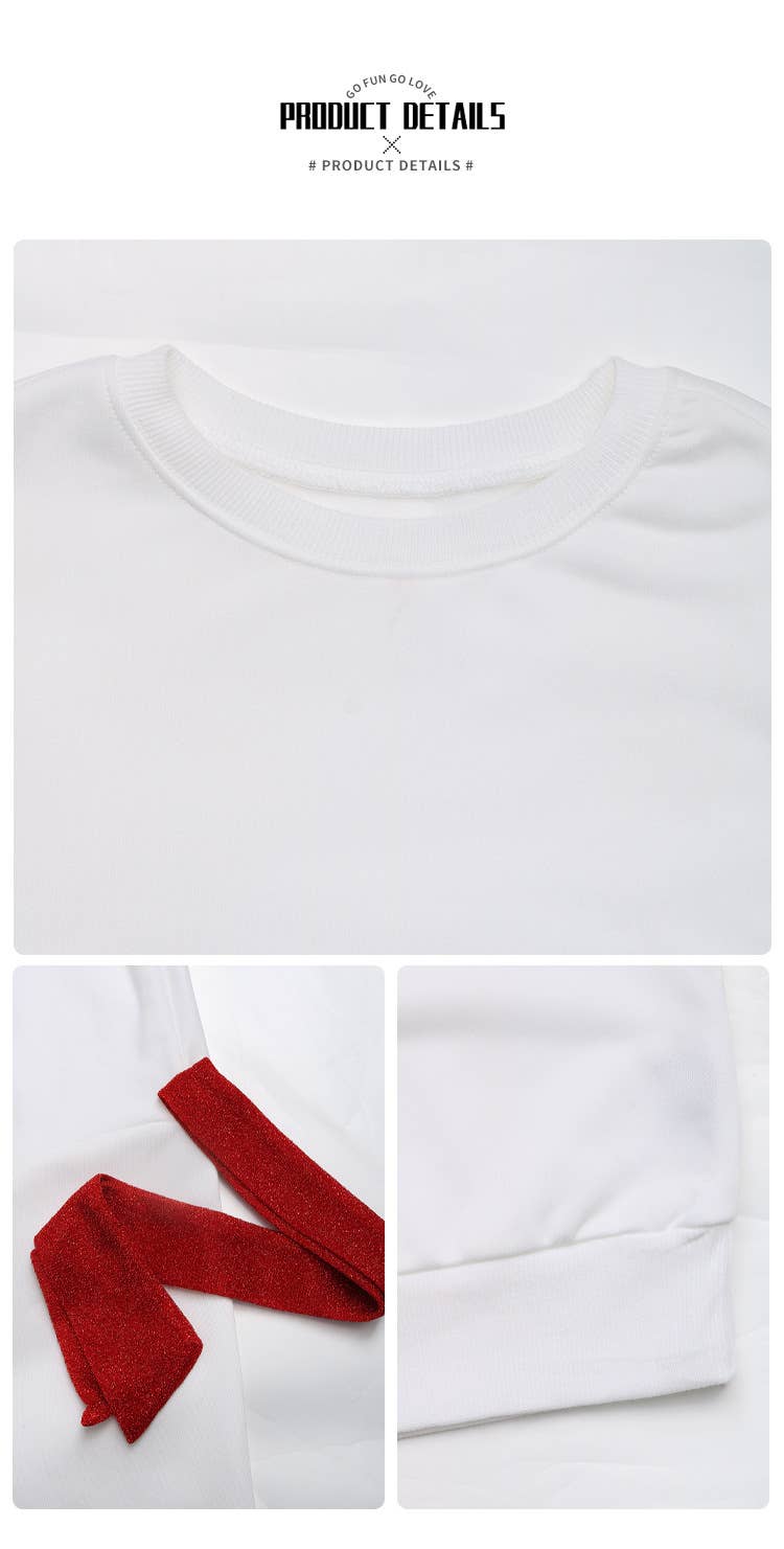 Round-neck Christmas tie bow hoodie