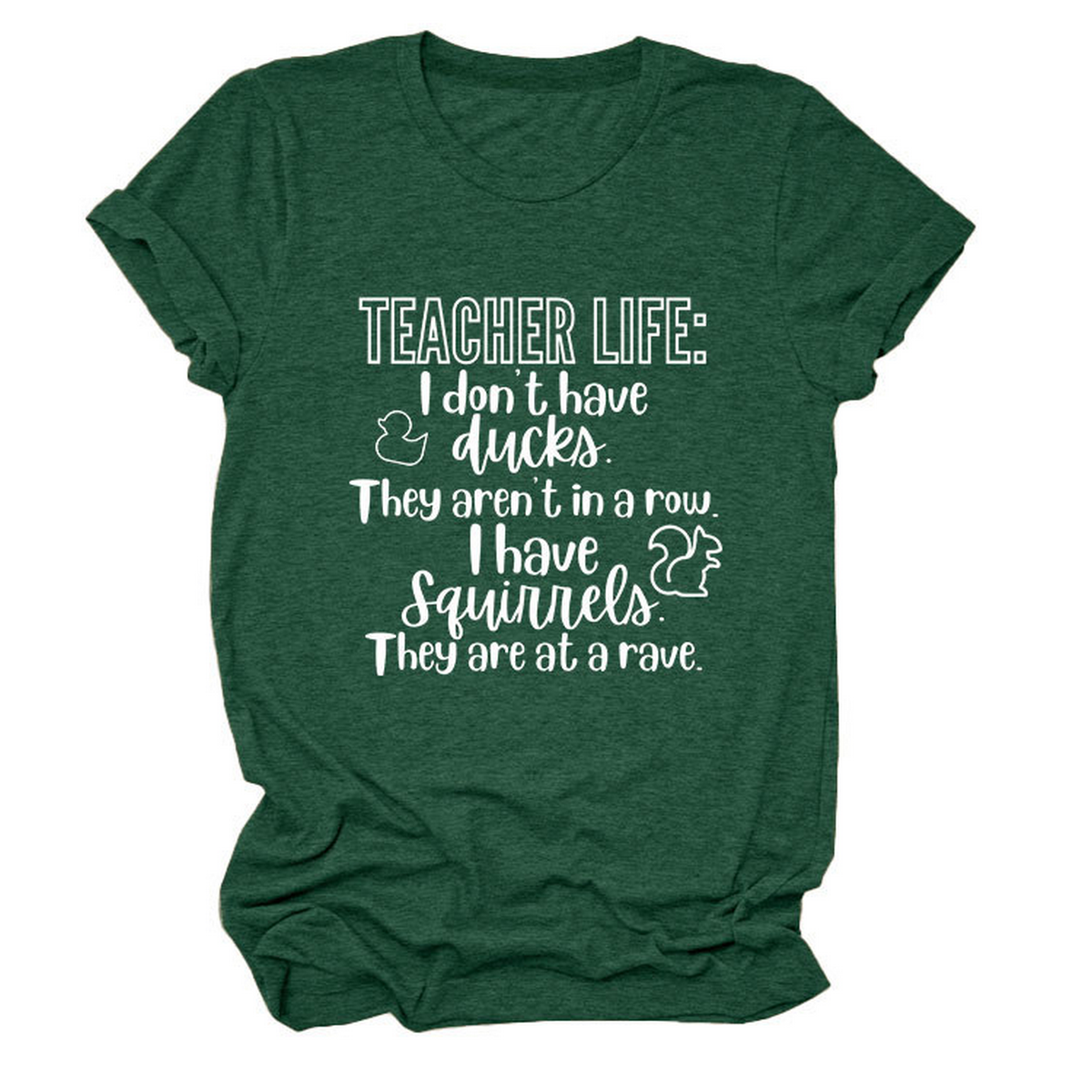 Casual Teacher Tee ??Round Neck Graphic Shirt_CWTTSL0479