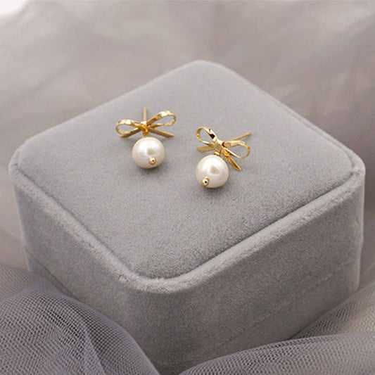 FASHIONABLE AND VERSATILE BOW PEARL EARRINGS_CWAJE1681