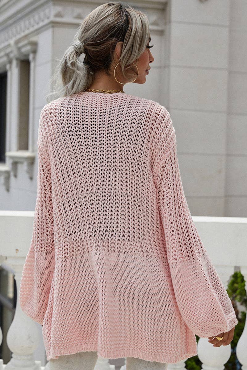 CWOCAL379 Casual Open Front Crochet Cardigan Sweater