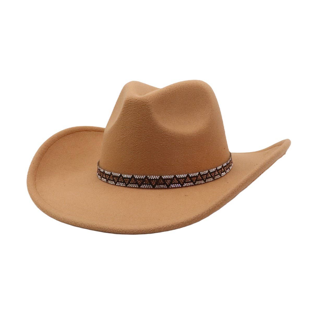 Western Ethnic  Felt Cowboy Fedora Hat_CWAH04406