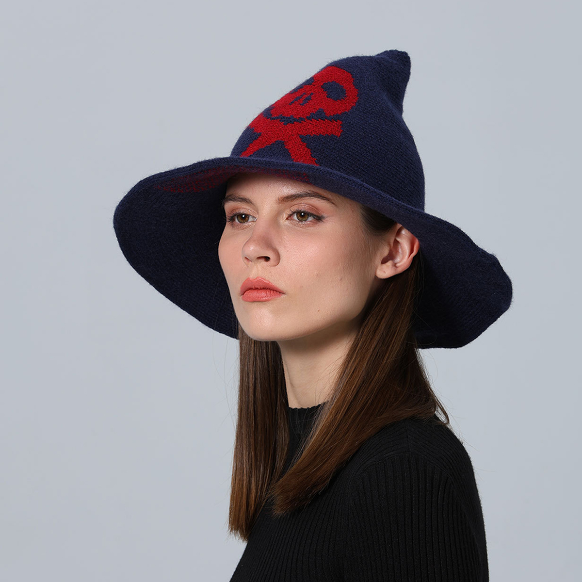 Skull Print Wizard Hat Halloween  Accessory_CWAH3991