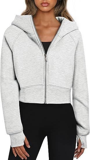 Hooded zipper short casual fleece long-sleeved hoodie