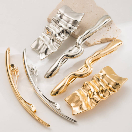 Wrinkled Metal Hair Clip ??Elegant Low Ponytail_CWMM8539