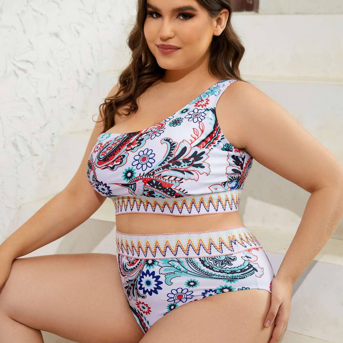 PLUS SIZE PRINTED TANKINI BIKINI SWIMSUIT_CWMW0225