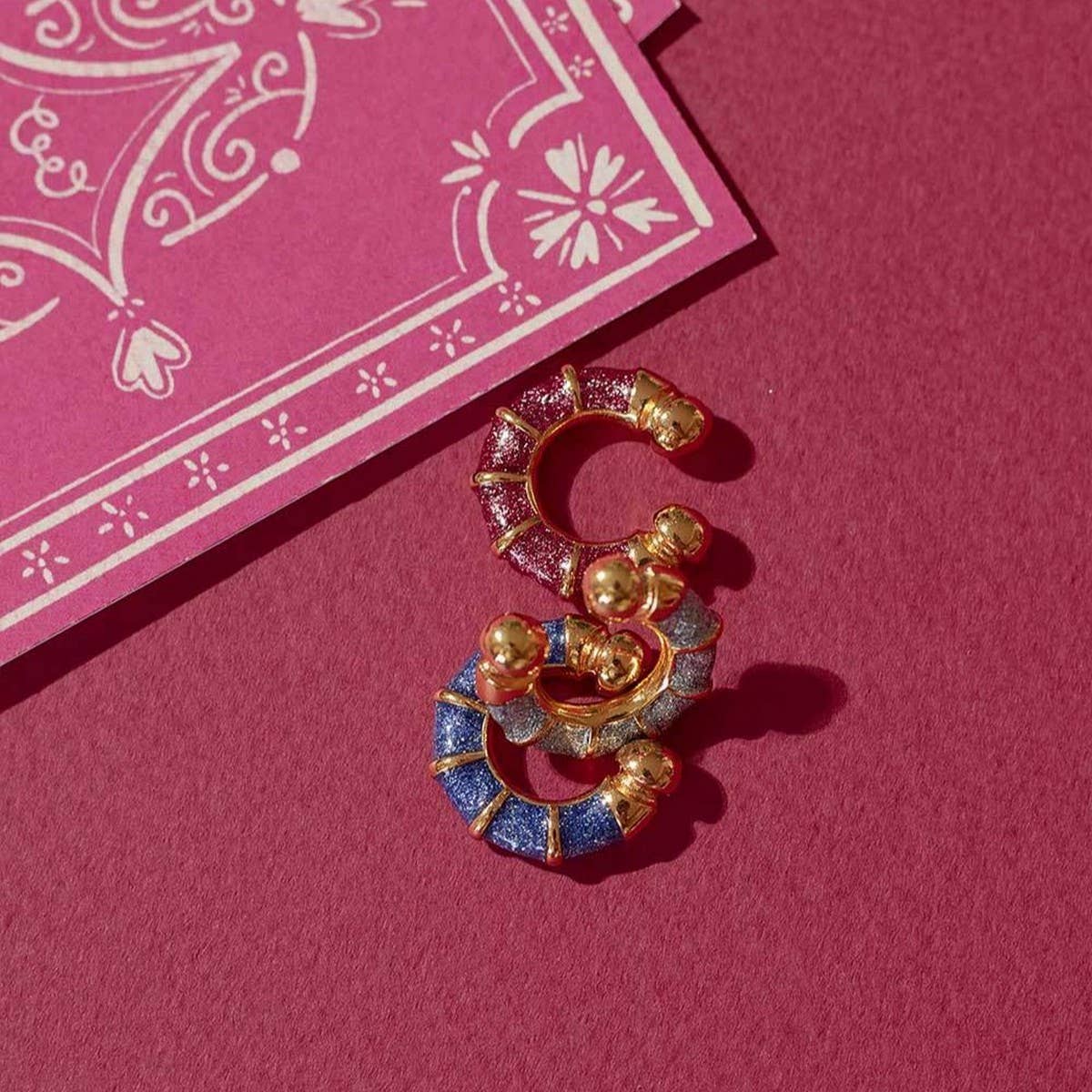 Elegant Dopamine Glitter Hoop Earrings for Women