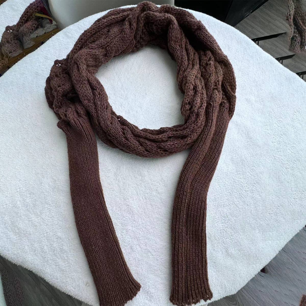 Cable Knit Infinity Scarf with Sleeves for Fall _CWASC1537
