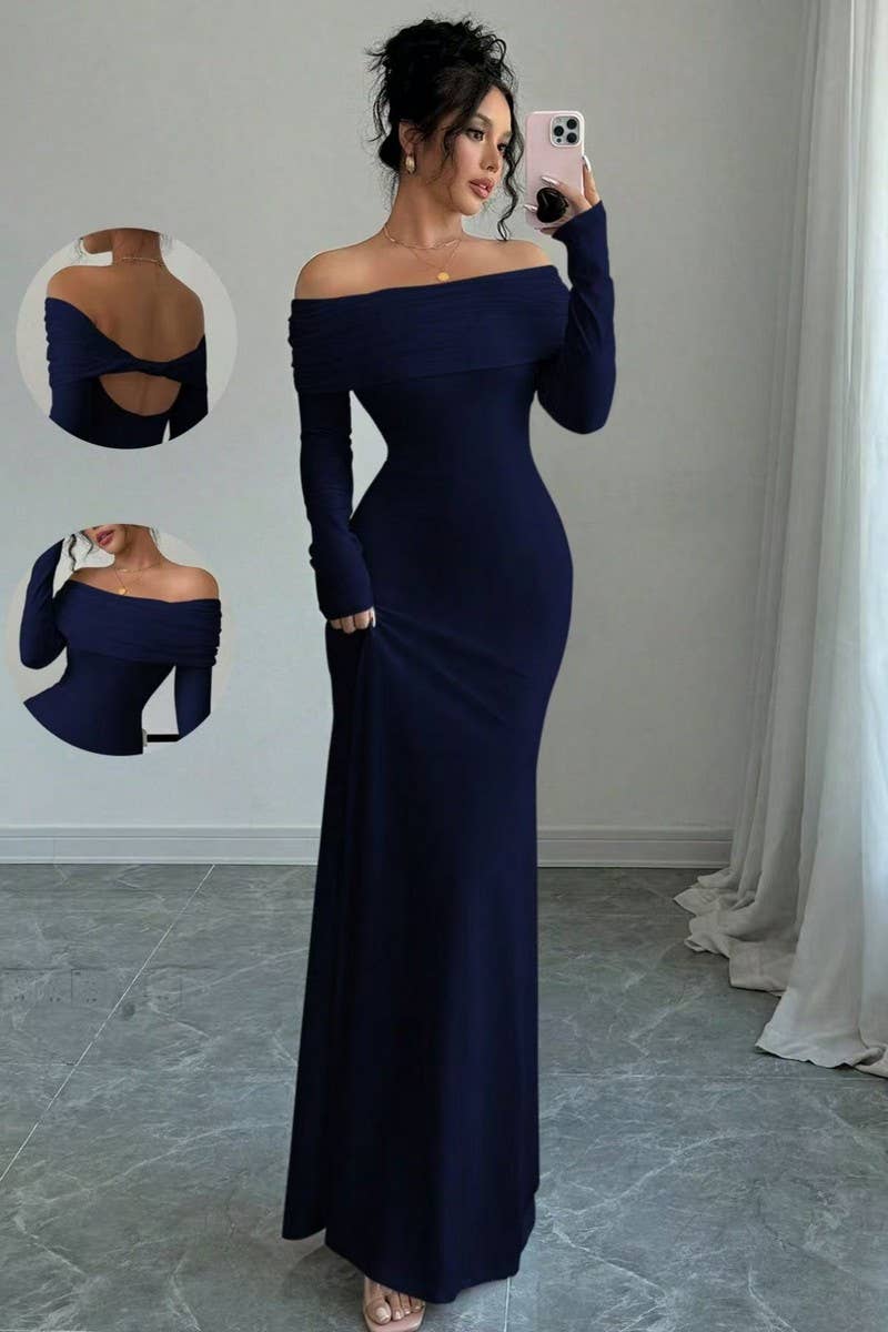 CWDMD01233_OFF SHOULDER BODYCON DRESS WOMEN ELEGANT FALL