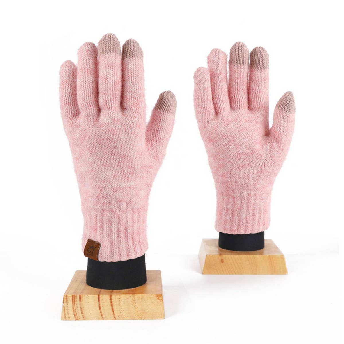 KNITTED FLEECE PLAID TOUCH SCREEN WARM GLOVES_CWAG0371