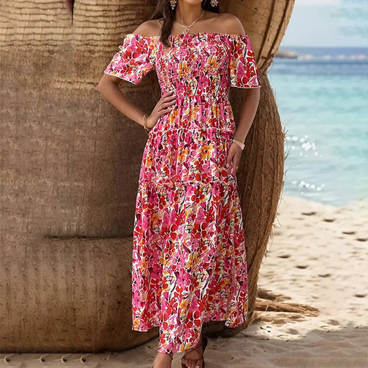 HOLIDAY CHIC PRINT ONE SHOULDER DRESS_CWDMD1217