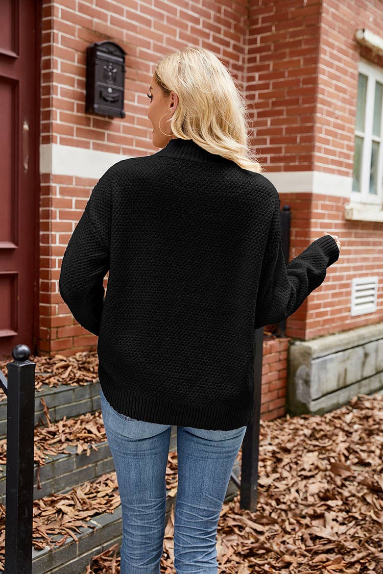 Solid color fashion long-sleeved pullover sweater