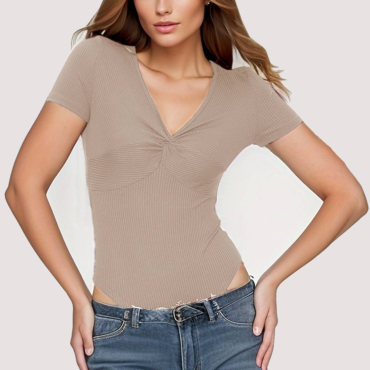 SLIM-FIT KINK SHORT SLEEVE PIT STRIP JUMPSUIT