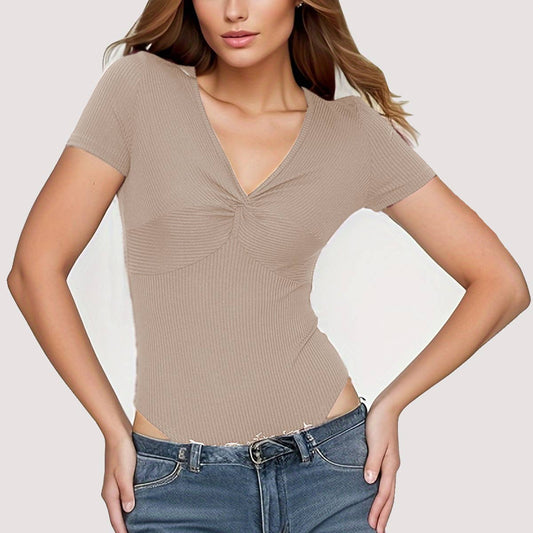 SLIM-FIT KINK SHORT SLEEVE PIT STRIP JUMPSUIT