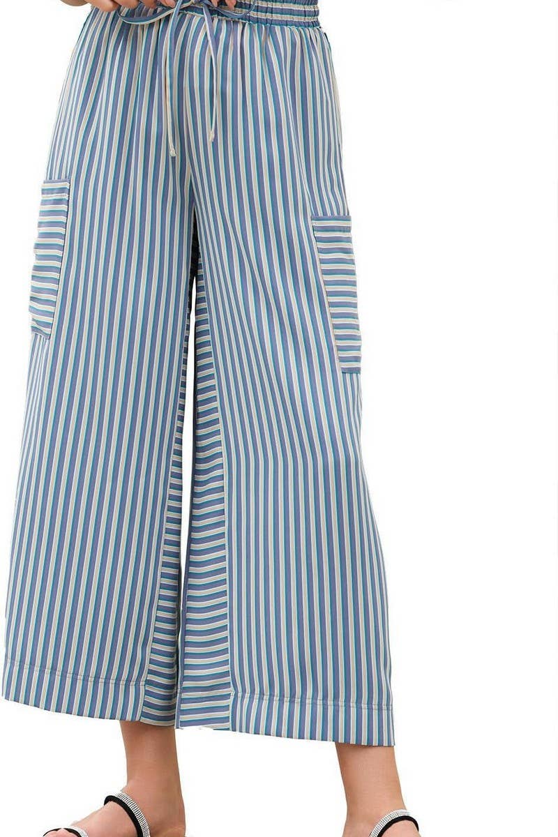 CWBLP2157_COLORFUL STRIPED DRAWSTRING STRAIGHT LEG PANTS