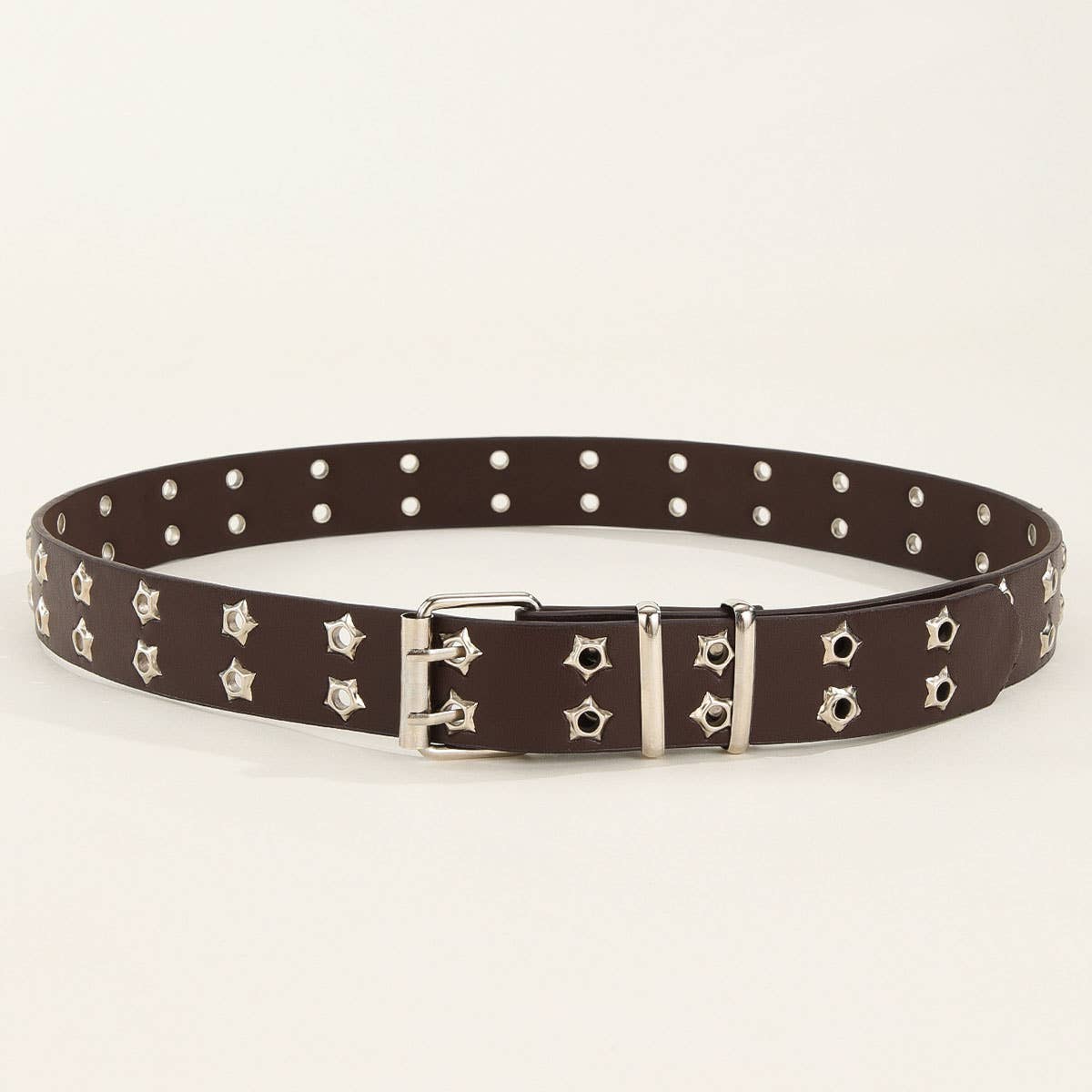 Double-row starry air eye punk style riveted belt