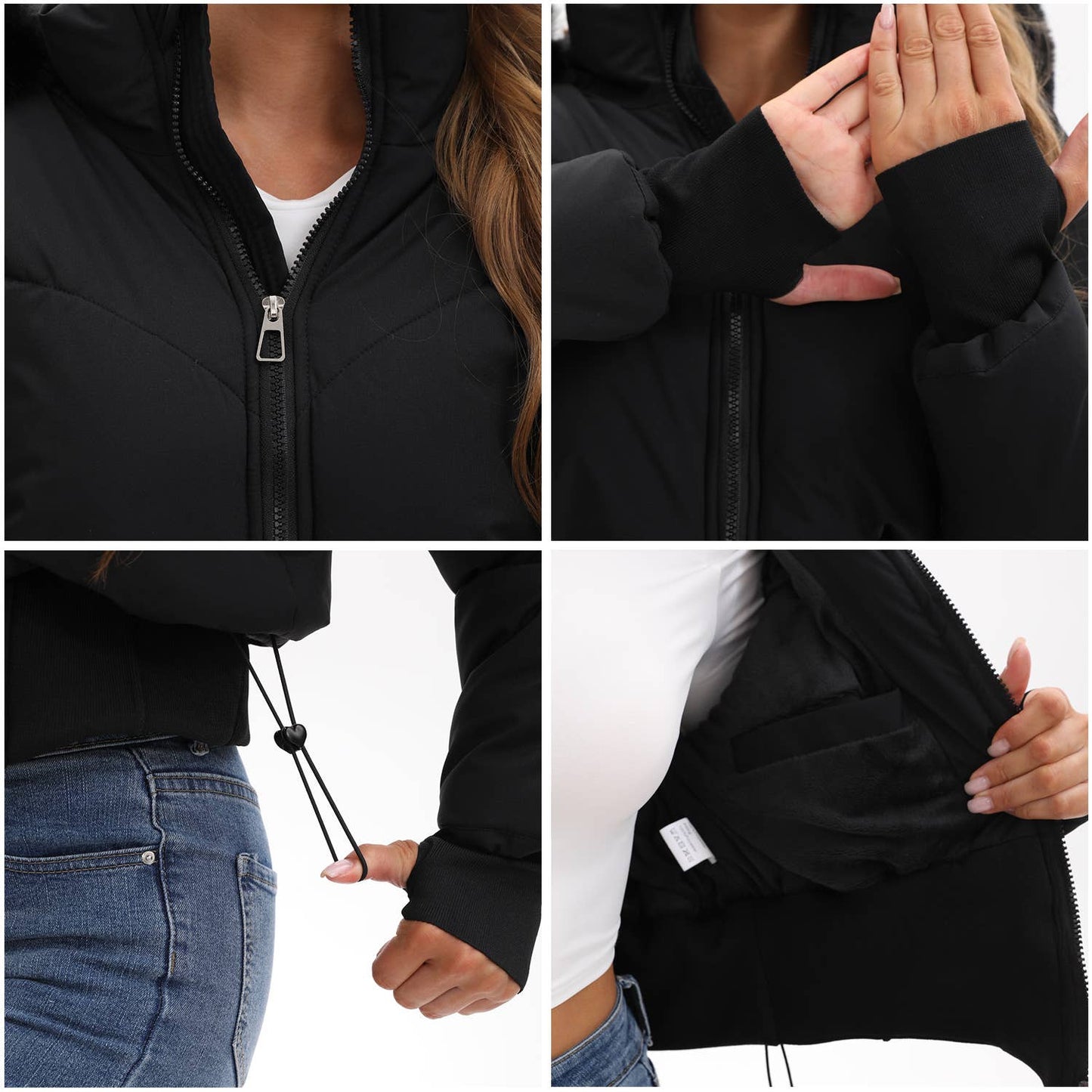Thick cotton-padded jacket with a cinched waist