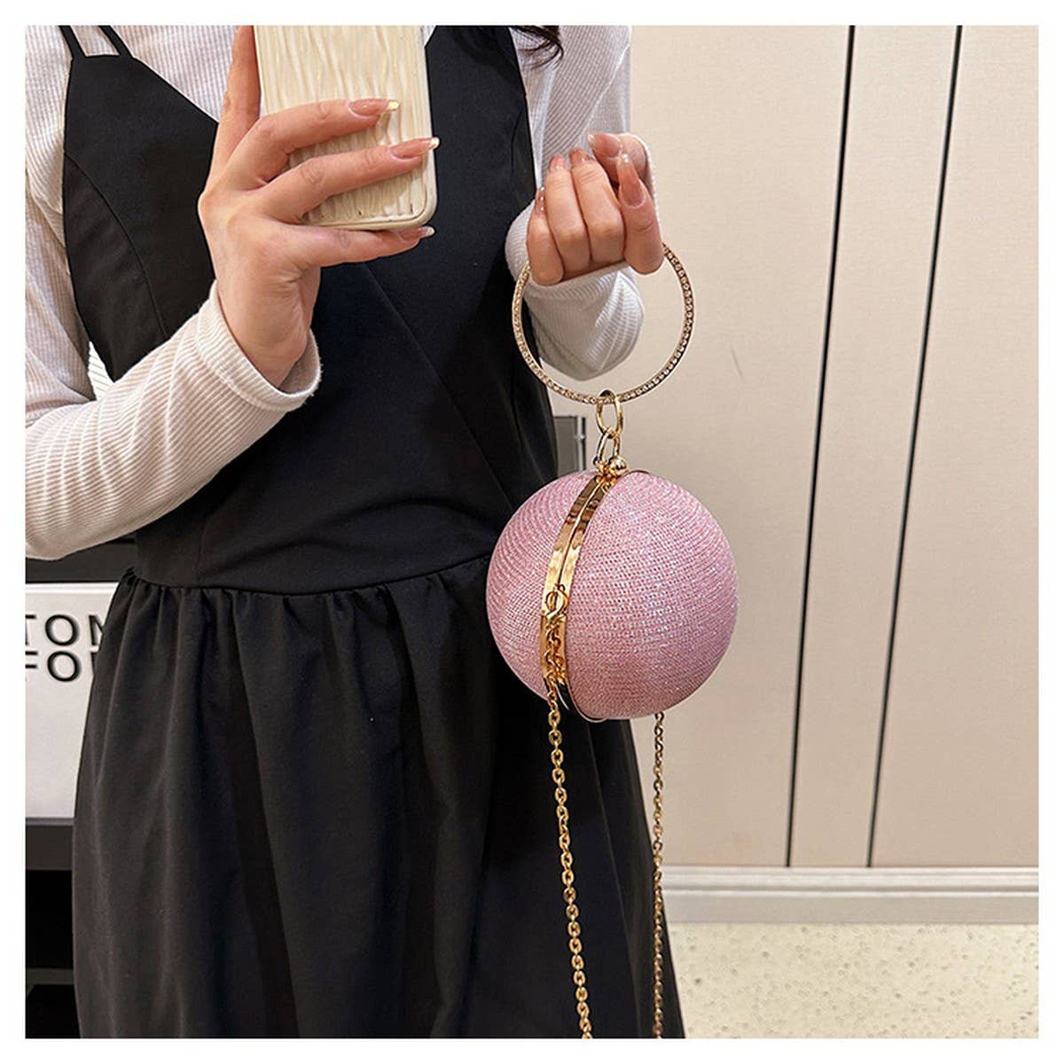 DIAMOND-STUDDED SPHERICAL  EVENING BAG CLUTCH _CWAB3247