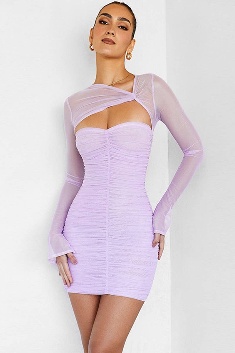 CWDSD10643_SOLID LONG SLEEVE BODYCON MIDI DRESS