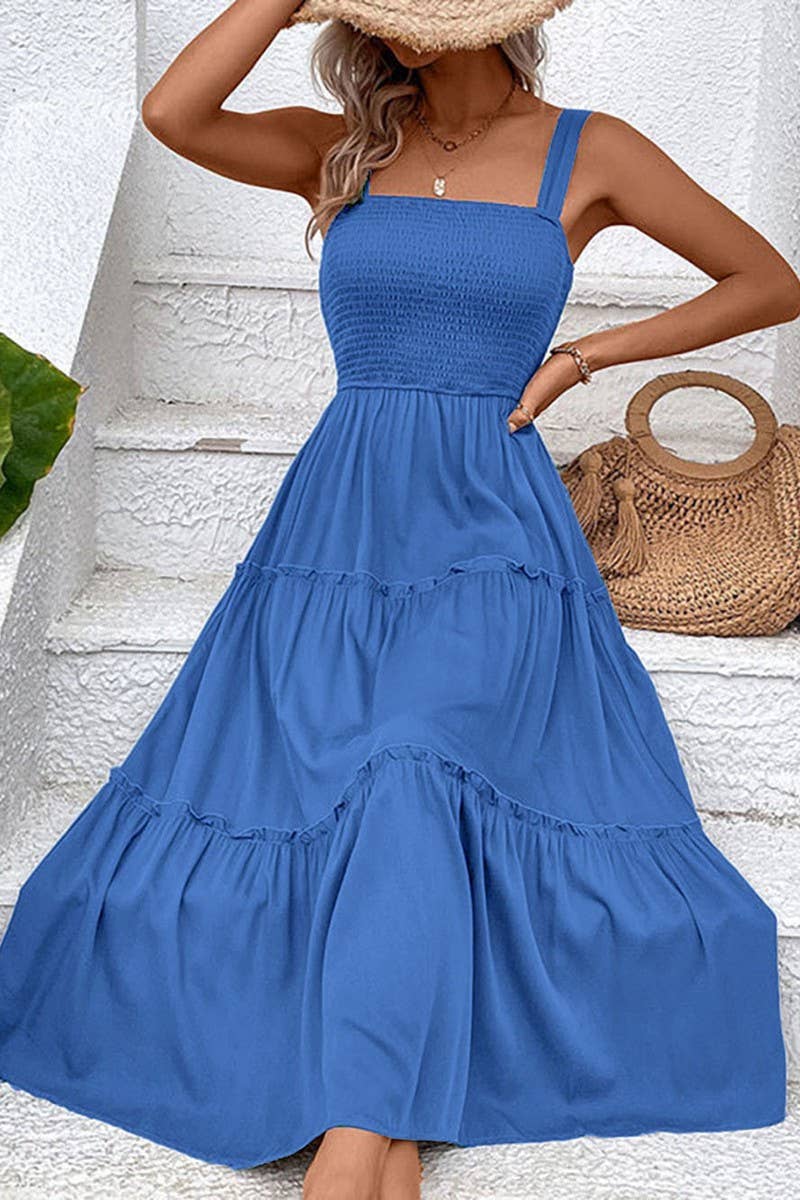 CWDMD4874_SOLID COLOR SQUARE NECK SUSPENDER DRESS