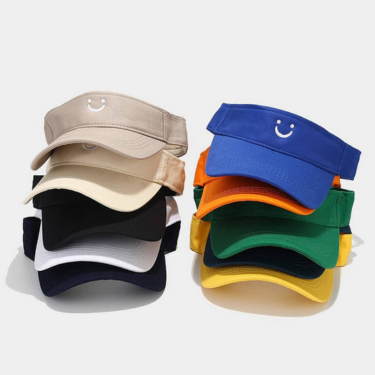 CWAH3178_CUTE U SMILEY FACE EMBROIDERED SUN VISOR