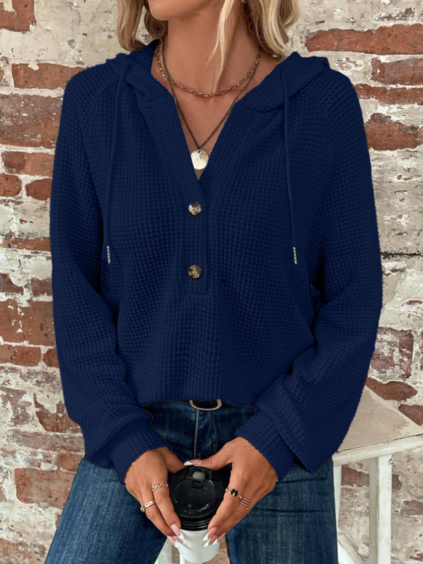 Solid-color hooded loose long-sleeved sweatshirt_CWOHOL1143