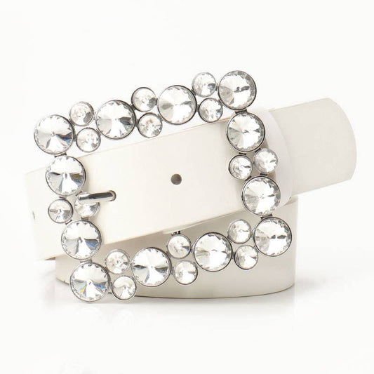 Square buttons and rhinestones fashionable belt