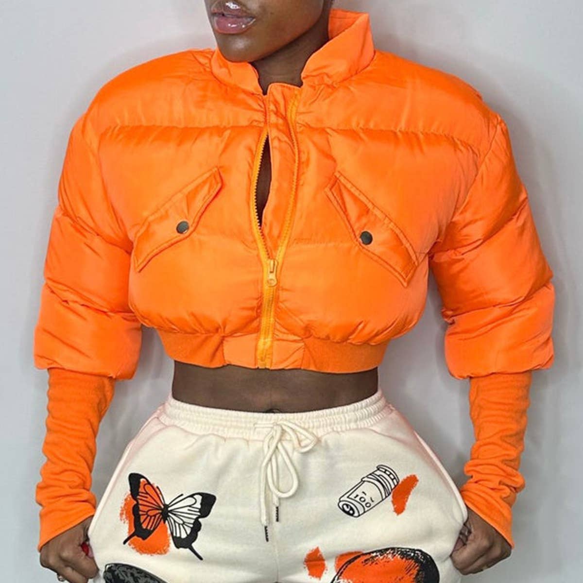 STANDING COLLAR SHORT JACKET WARM BREAD JACKET