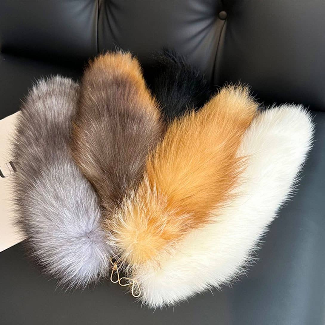 CUTE REAL FOX FUR BIG TAIL CAR KEYCHAIN PENDANT