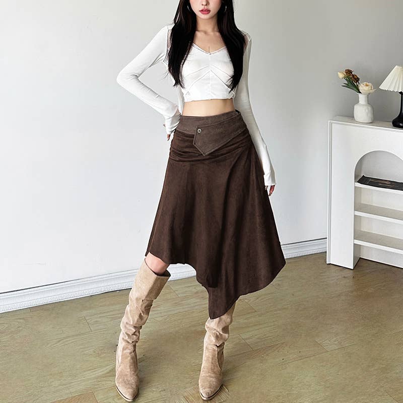 Loose fashion high-waisted irregular skirt
