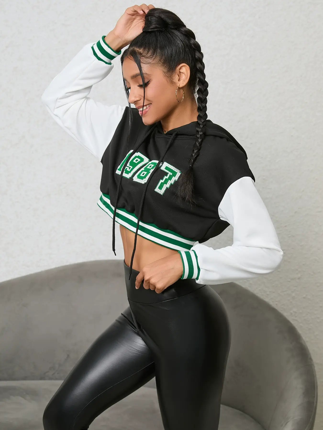 SLIMMING ALL-IN-ONE HOODED CROP JUMPER HOODIE