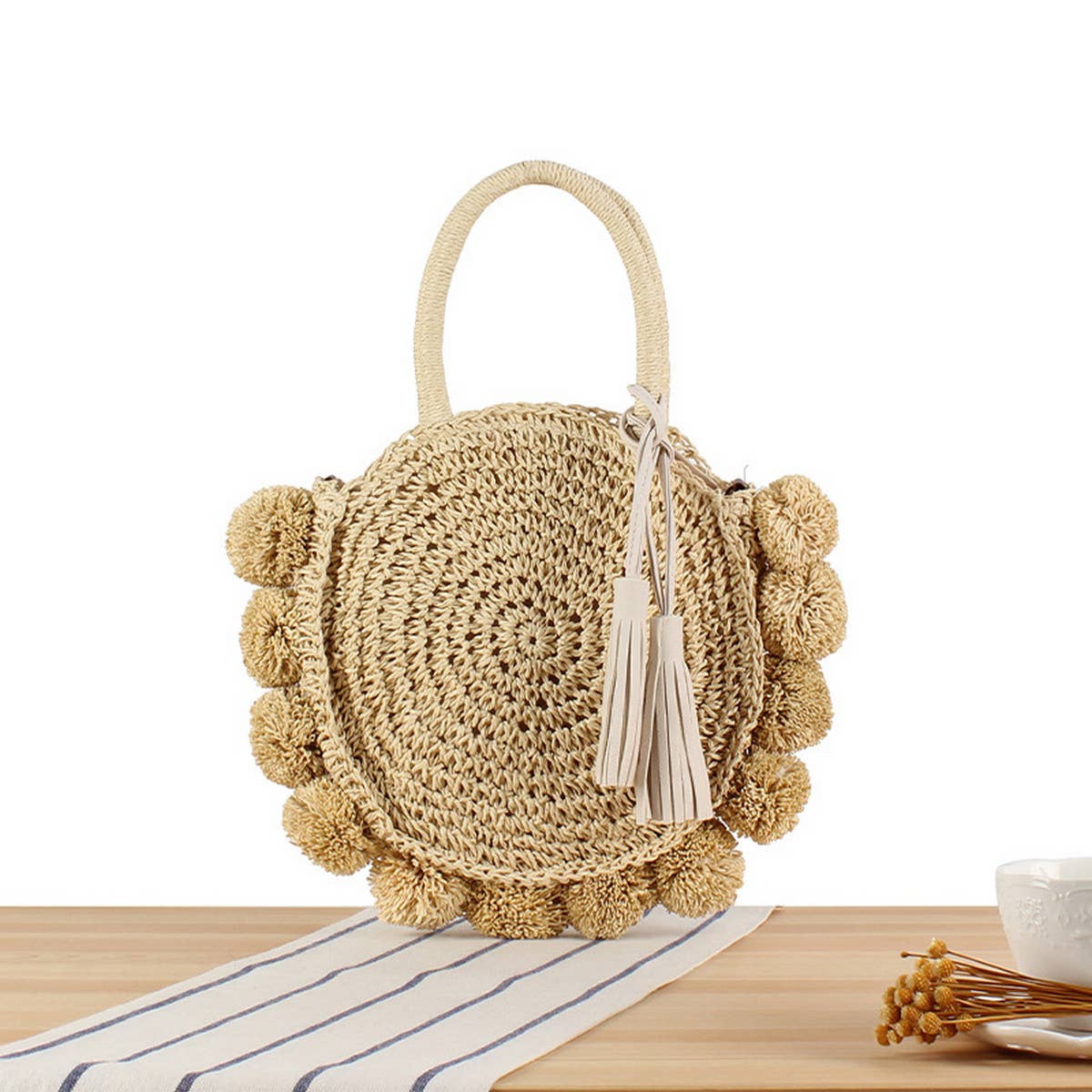 BALL CROSSBODY TASSEL BEACH WOVEN BAG_CWAB2119