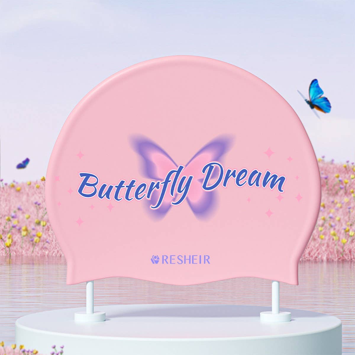 Women's Silicone Swim Cap, Long Hair, Ear Cover