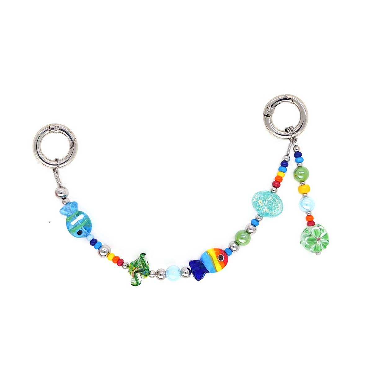 CWMM8688_SIMPLE RAINBOW GRADIENT CRYSTAL BEAD NECKLACE