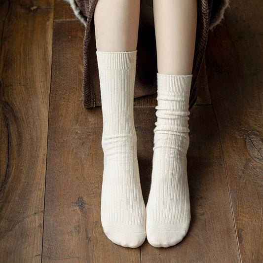 SOLID COLOR RETRO WARM MID-CALF SOCKS_CWMS1053