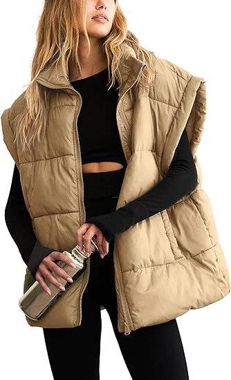 Solid color zipper collar temperament vest