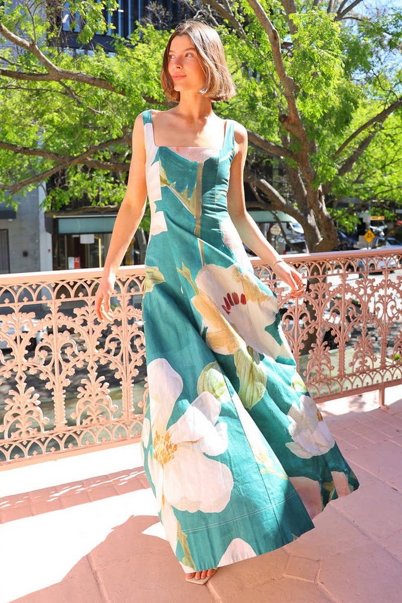 CWDMD5577_VINTAGE FLORAL SPAGHETTI STRAP MAXI DRESS