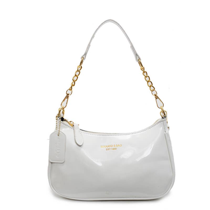 Simple PU leather glossy crossbody bag