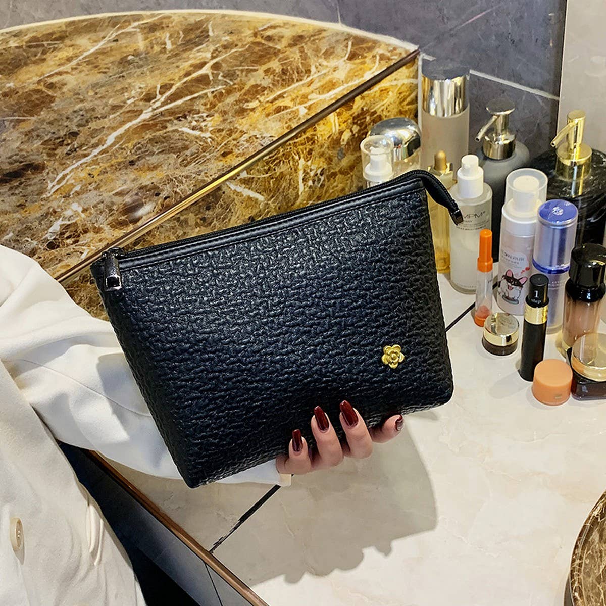 NEW BLACK LARGE CAPACITY PORTABLE COSMETIC BAG_CWAB4415