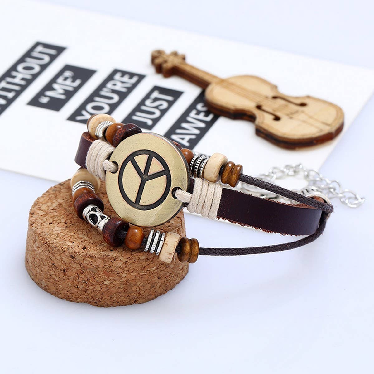 PUNK HANDMADE BEADED COWHIDE BRACELET_CWMM4515