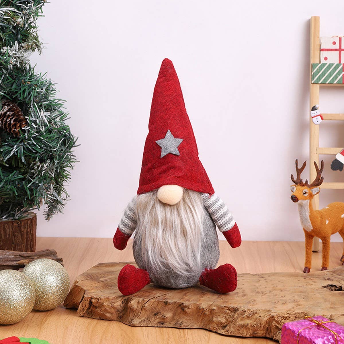 CHRISTMAS FACELESS OLD MAN ELF FIGURINE DECORATION