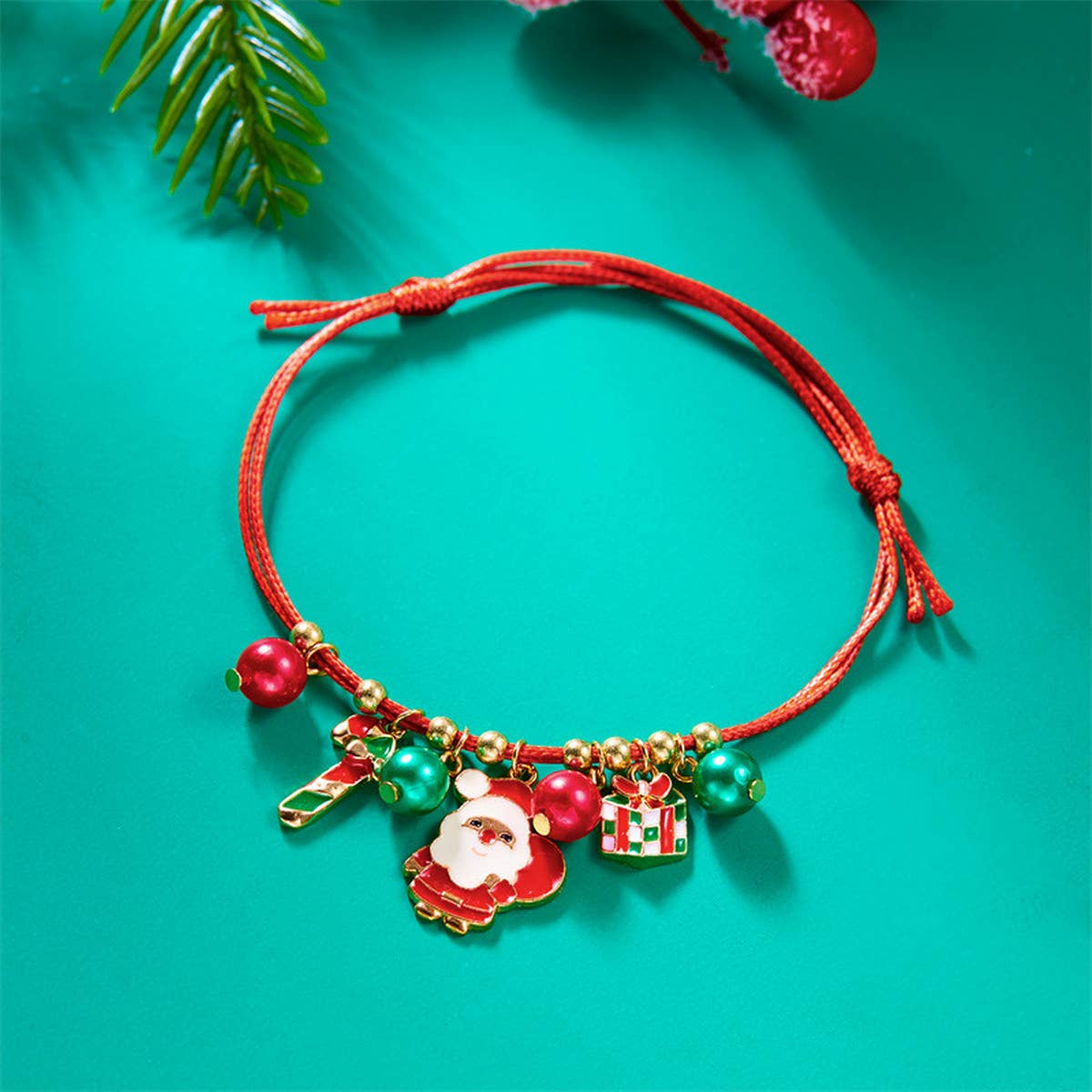 HANDMADE WOVEN CHRISTMAS TREE MOOSE BRACELET