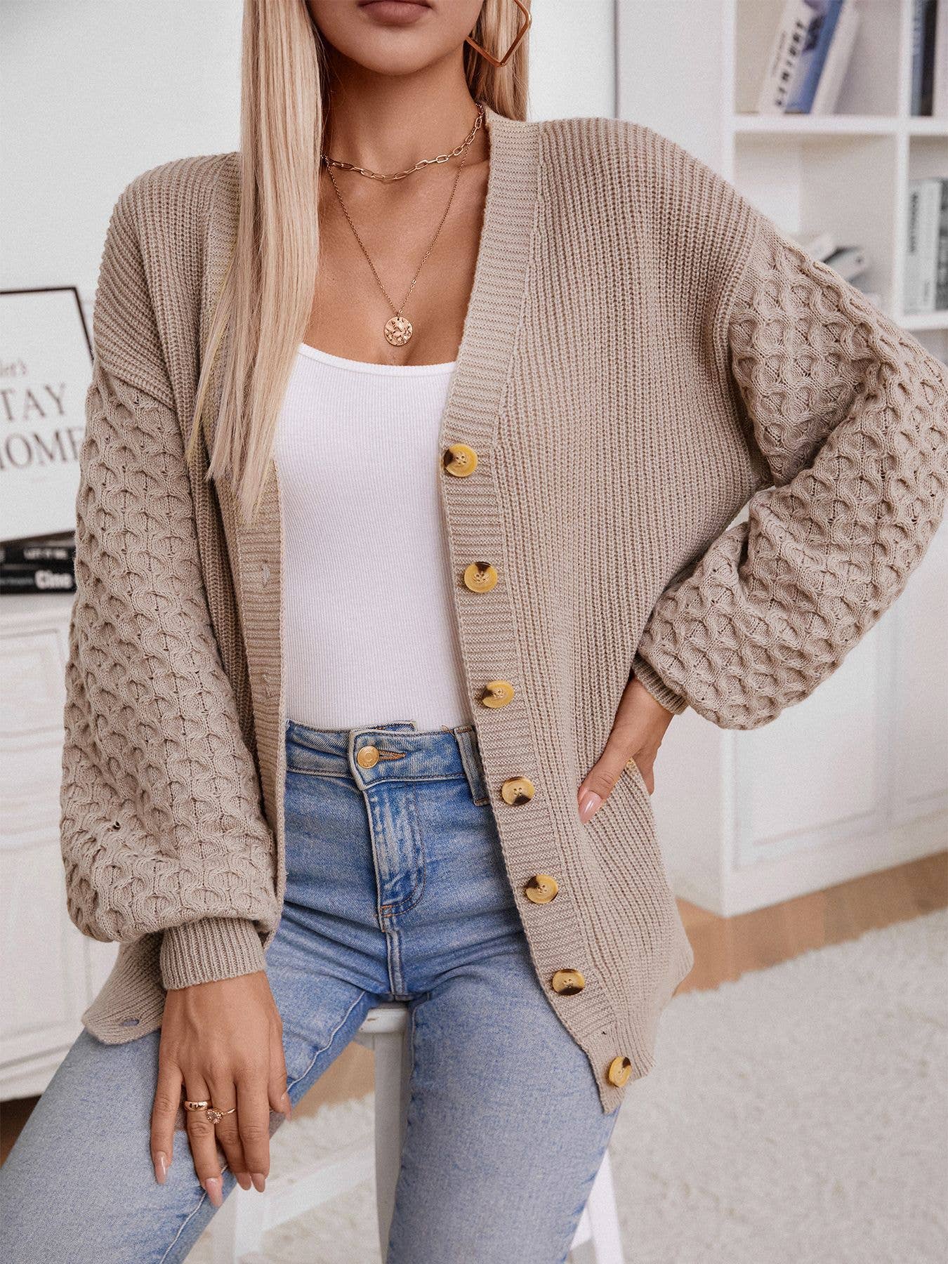 VINTAGE LONG-SLEEVED SINGLE-BREASTED CARDIGAN